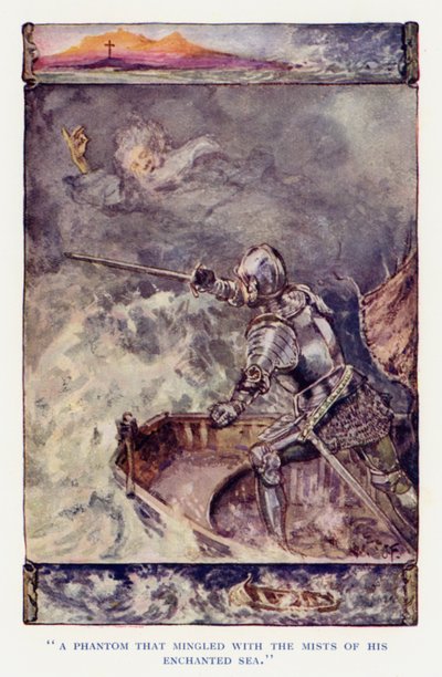 Ilustração para Sir Knight of the Splendid Way (cor litho) de Joseph (after) Finnemore