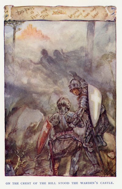 Ilustração para Sir Knight of the Splendid Way (cor litho) de Joseph (after) Finnemore