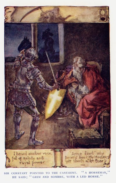 Ilustração para Sir Knight of the Splendid Way (cor litho) de Joseph (after) Finnemore