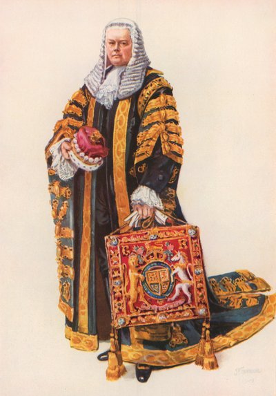 O Senhor Chanceler com as suas vestes de coroação (cor litho) de Joseph (after) Finnemore