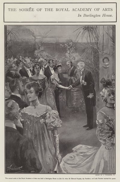 O sarau da Royal Academy of Arts em Burlington House, Londres (litho) de Joseph (after) Finnemore