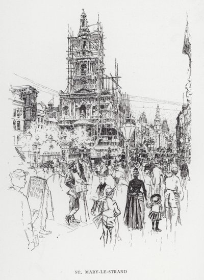 St Mary-le-Strand (litho) de Joseph (after) Pennell