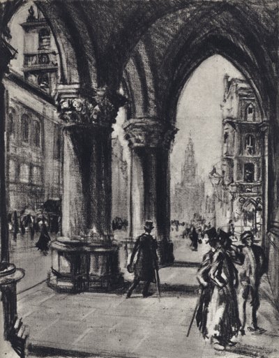Strand, dos tribunais de justiça (litho) de Joseph (after) Pennell