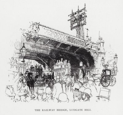 A Ponte Ferroviária, Ludgate Hill (litho) de Joseph (after) Pennell