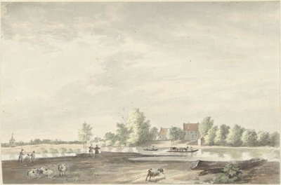 A casa da balsa no Lek perto de Schoonhoven de Joseph Adolf Schmetterling