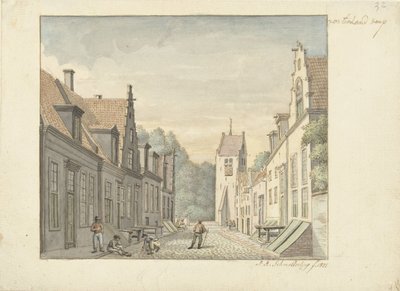 Rua na vila de Oosterland em Duiveland Aldeia de Oosterland (título no objeto) de Joseph Adolf Schmetterling