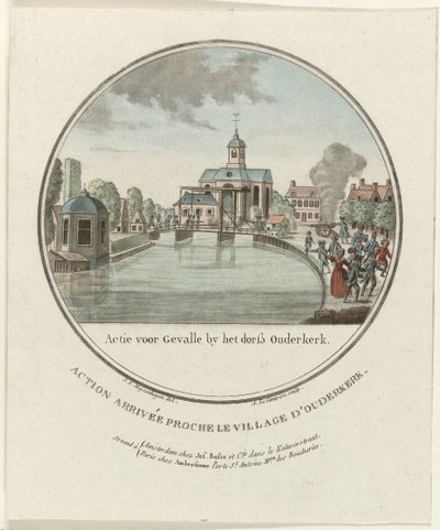 Ataque em Ouderkerk aan de Amstel, 1787 Ação para Gevalle pelo dorß Ouderkerk / Action arrivée proche le village d