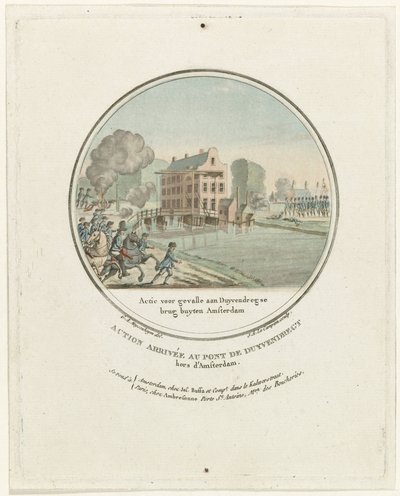 Ataque na ponte Duivendrecht, 1787 Ação para Gevalle aan Duyvendregse brug buyten Amsterdam / Action arrivée au pont de Duyvendregt hors d