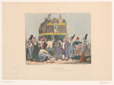 Os agentes aduaneiros inspeccionam os pertences dos passageiros
Les amusements des gentils douaniers (título sobre o objecto)
Inconvenientes (título da série)
Inconvénient (título da série sobre o objecto) de Joseph Ambroise Jobard