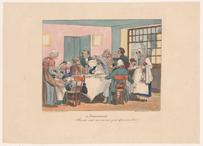 Companheirismo à mesa em jejum
Plaisantez-vous? Nous sommes à jeun depuis avanthier (título sobre o objecto)
Inconveniente (título da série)
Inconvénient (título da série sobre o objecto) de Joseph Ambroise Jobard