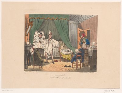 O dono do hotel manda senhora e cavalheiro para fora do quarto Allons! Allons! il faut partir (título no objeto) Desconforto (título da série) Inconveniente (título da série no objeto) de Joseph Ambroise Jobard