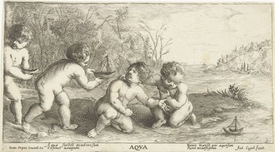 Crianças a brincar com barcos
Aqva (título sobre o objecto) de Joseph Antoine Cochet