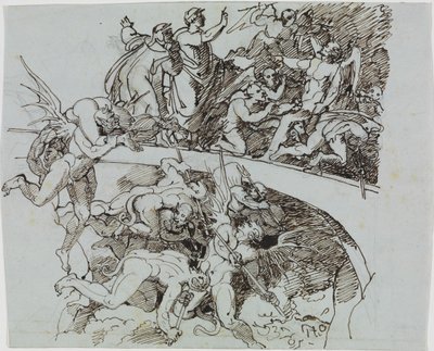 No lago de pez dos corruptos, o conselheiro de Lucca (Inferno de Dante, Canto 21, V 34) de Joseph Anton Koch