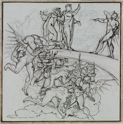 No lago de pez dos corruptos, o conselheiro de Lucca (Inferno de Dante, Canto 21, V 34) de Joseph Anton Koch