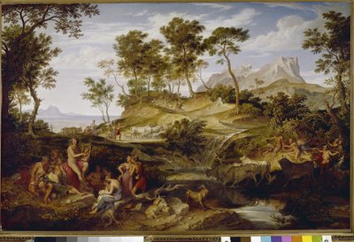 Apolo entre os Sheperds de Tessalian. (óleo sobre tela de Joseph Anton Koch