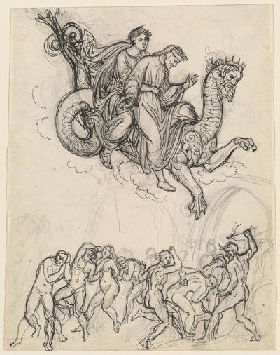 Dante e Virgílio cavalgando nas costas de Geryon de Joseph Anton Koch