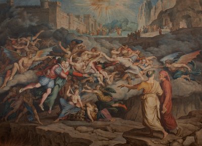 Dante e Virgílio no Segundo Círculo do Inferno, 1823. de Joseph Anton Koch