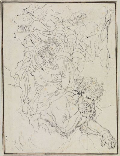 Dante e Virgílio no dorso de Gerião (Dante, Inferno, canto 17, v. 94) de Joseph Anton Koch