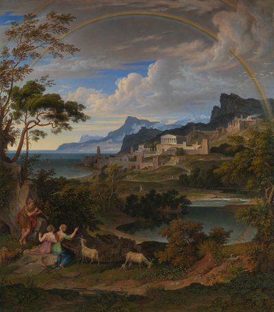 Paisagem heroica com arco-íris de Joseph Anton Koch