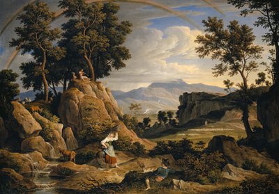 Paisagem perto de Olevano com arco-íris, 1823-24 de Joseph Anton Koch