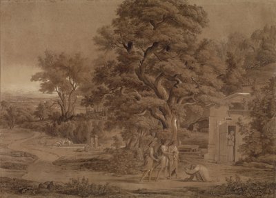Paisagem com Abraão e os três anjos no vale de Mambre de Joseph Anton Koch