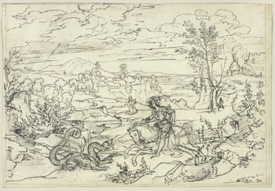 Paisagem com São Jorge e o Dragão e o Monte Soratte de Joseph Anton Koch