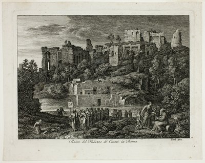 Ruínas do Palácio dos Césares em Roma, placa oito de Die Römische Ansichten de Joseph Anton Koch
