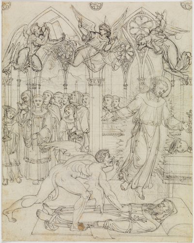 Disputa de São Francisco com Satanás pela alma do monge Guido da Montefeltro (Inferno de Dante, canto 27, v. 112) de Joseph Anton Koch