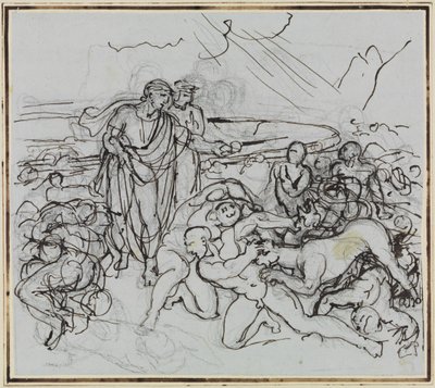 Virgílio acalma Cérbero (Inferno de Dante, canto 6, verso 13) de Joseph Anton Koch