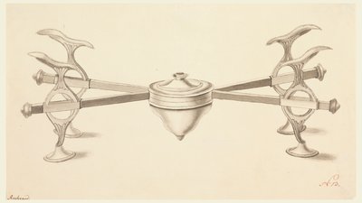 Design para um suporte de prato com braços extensíveis e uma pequena lâmpada de espírito de Joseph Anton Seethaler Ii