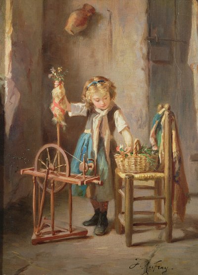 Pela roda de fiar (painel) de Joseph Athanase Aufray