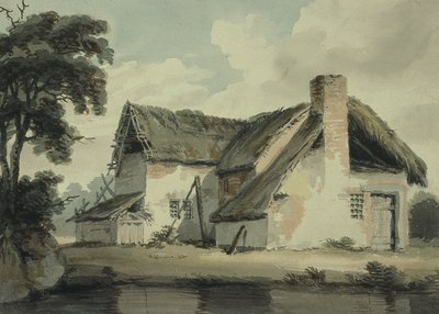 Casa de colmo perto de uma lagoa de Joseph Barber