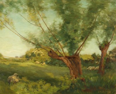 Bibury, Cotswold Hills (óleo sobre tela) de Joseph Barnard Davis
