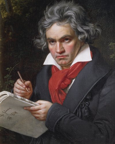 Retrato de Ludwig van Beethoven (1770-1827), compositor e pianista alemão, compondo a Missa Solemnis de Joseph Carl Stieler