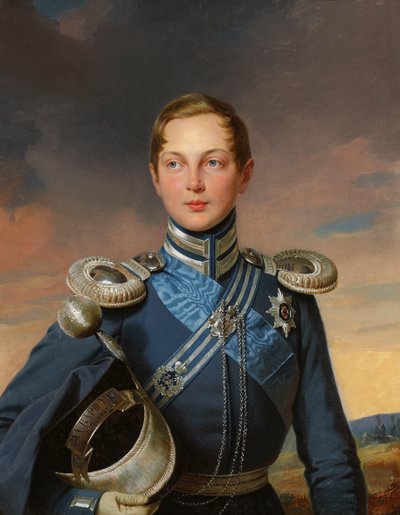 Retrato de Tsarevich Alexander Nikolaevich de Rússia 1818-1881. de Joseph Carl Stieler