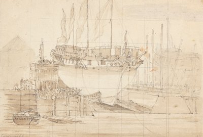 Veleiro em Dock, Bow Forward: Quadriculado para Rastreio de Joseph Cartwright