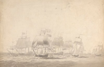 Vários Navios em Formação para Batalha em Mares Pesados de Joseph Cartwright
