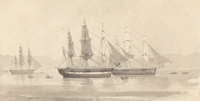 Três Navios com Rigging tipo Barque-like de Joseph Cartwright