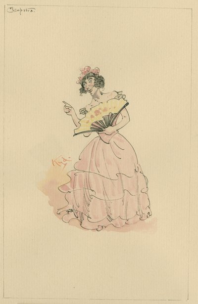 Cleópatra, ou A Honorável Sra. Skewton, em 1920 (caneta e tinta com wc no papel) de Joseph Clayton Clarke