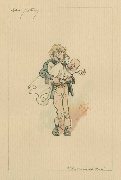 Johnny Tellerby - O Homem Assombrado e o Barganha do Fantasma, em 1920 (caneta e tinta com wc no papel) de Joseph Clayton Clarke