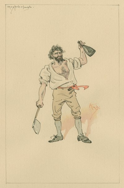 Maypole Hugh, c.1920s (caneta e tinta com wc no papel) de Joseph Clayton Clarke
