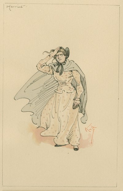 Senhorita Harriet Carker, c.1920s (caneta e tinta com wc no papel) de Joseph Clayton Clarke