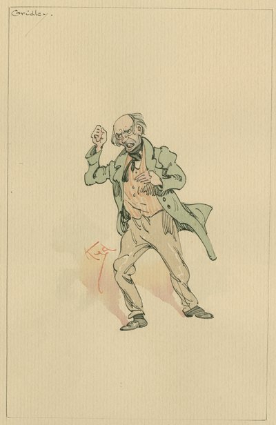 Sr. Gridley, c.1920s (caneta e tinta com wc no papel) de Joseph Clayton Clarke