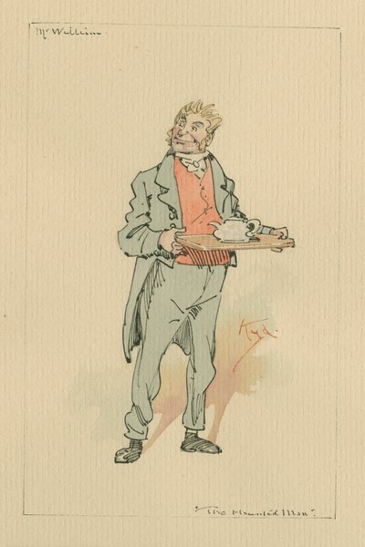 Sr. William - o homem assombrado e barganha do fantasma, c.1920s (caneta e tinta com wc no papel) de Joseph Clayton Clarke