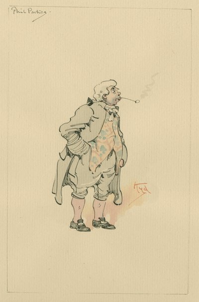 Phil Parkes, c.1920s (caneta e tinta com wc no papel) de Joseph Clayton Clarke