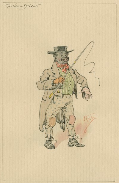 The black Driver, c.1920s (caneta e tinta com wc sobre papel) de Joseph Clayton Clarke