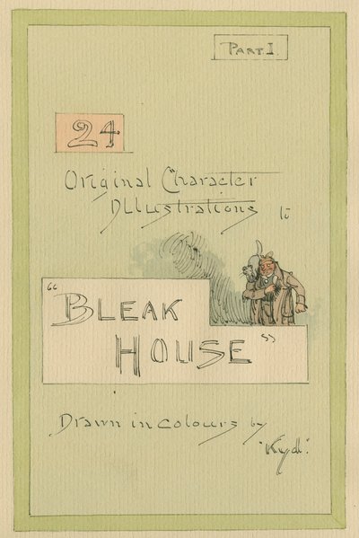 Página de rosto, ilustrações para &39;Bleak House&39;, Parte 1, c.1920s (caneta e tinta com wc no papel) de Joseph Clayton Clarke