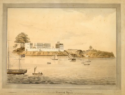 Vista da ilha de Bance, Serra Leoa, África, c.1805 (aguarela) de Joseph Corry