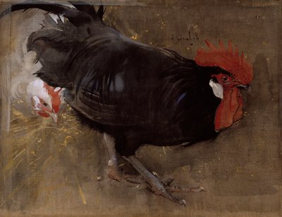 O galo preto (guache sobre linho) de Joseph Crawhall