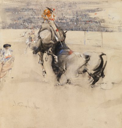 A tourada de Algeciras (aguarela com aguarela sobre papel) de Joseph Crawhall